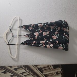 Forever 21 Black and Pink Floral Camisole